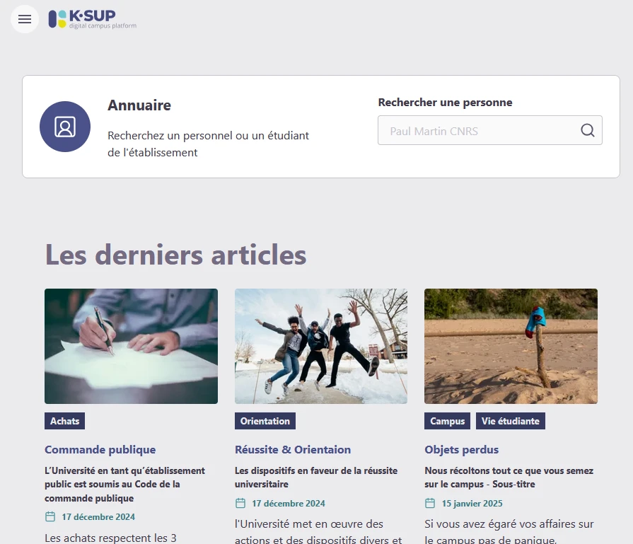 Découvrez la gestion de votre ENT / Intranet dans un seul espace pour tous vos profils avec la nouvel extension K-Sup Intranet / ENT